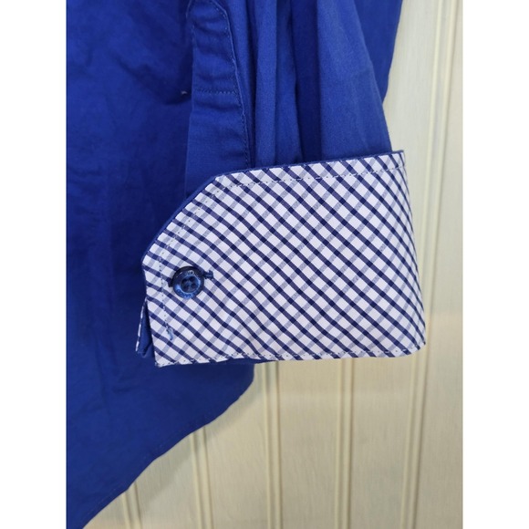 Alex Vando Shirt Mens XL Blue Long Sleeve Dress Button Front Check Cuffs - Picture 4 of 8